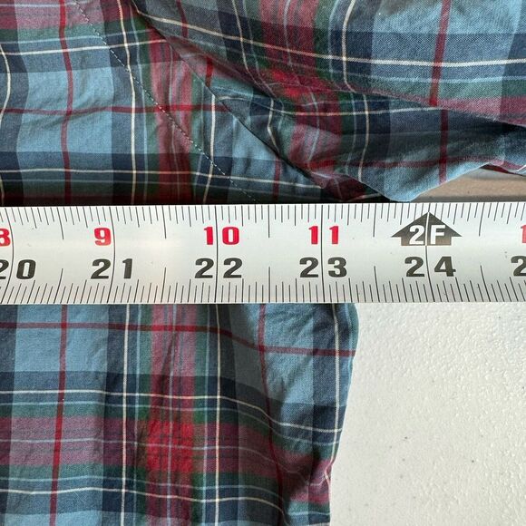 Ralph Lauren Polo Shirt Adult XL Slim Fit Blue Red Pony Button Up Plaid Mens - Picture 7 of 10